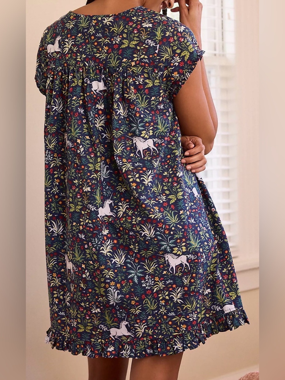 Printfresh Unicorn Pintuck Organic Cotton Floral Pajama Dress - Picture 11 of 11